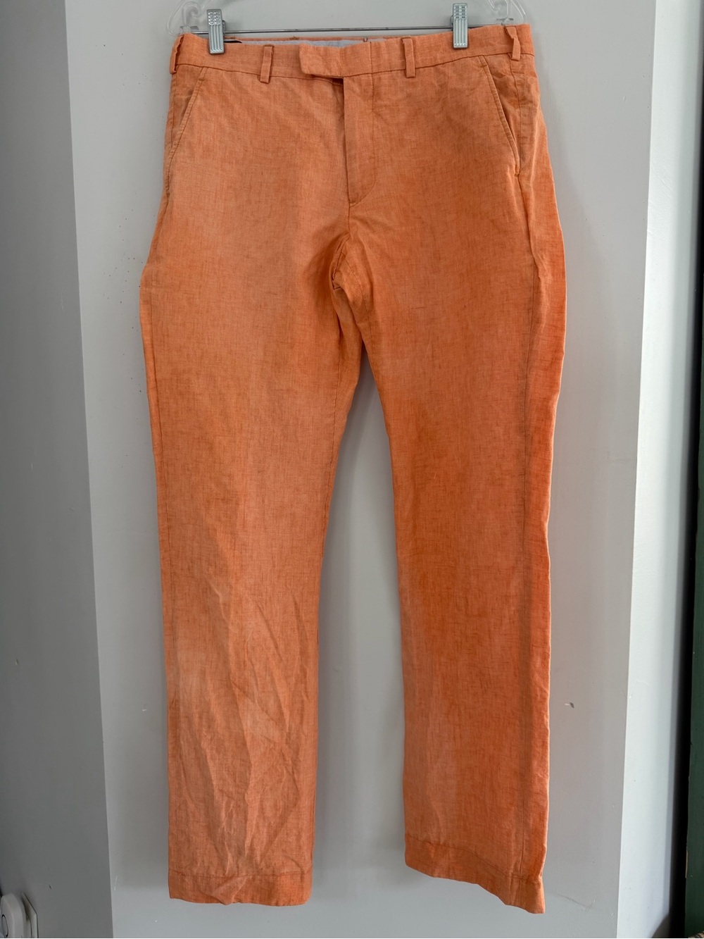 Hertling Men’s 34x31 orange linen straight leg pants preppy golf summer
